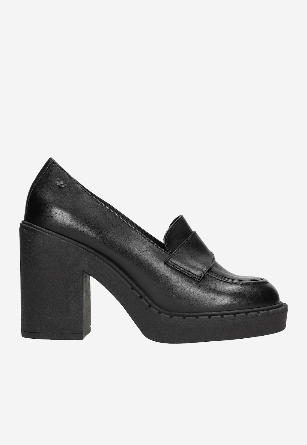 Czarne mokasyny damskie na masywnym obcasie 46203-51 Widok 2