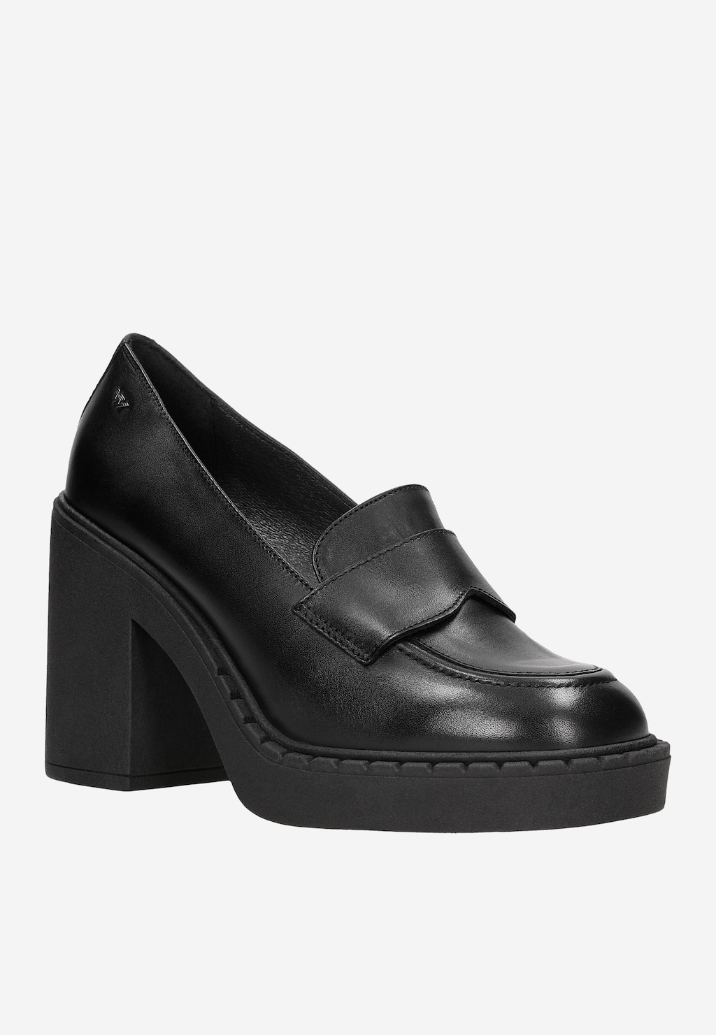 Czarne mokasyny damskie na masywnym obcasie 46203-51 Widok 3