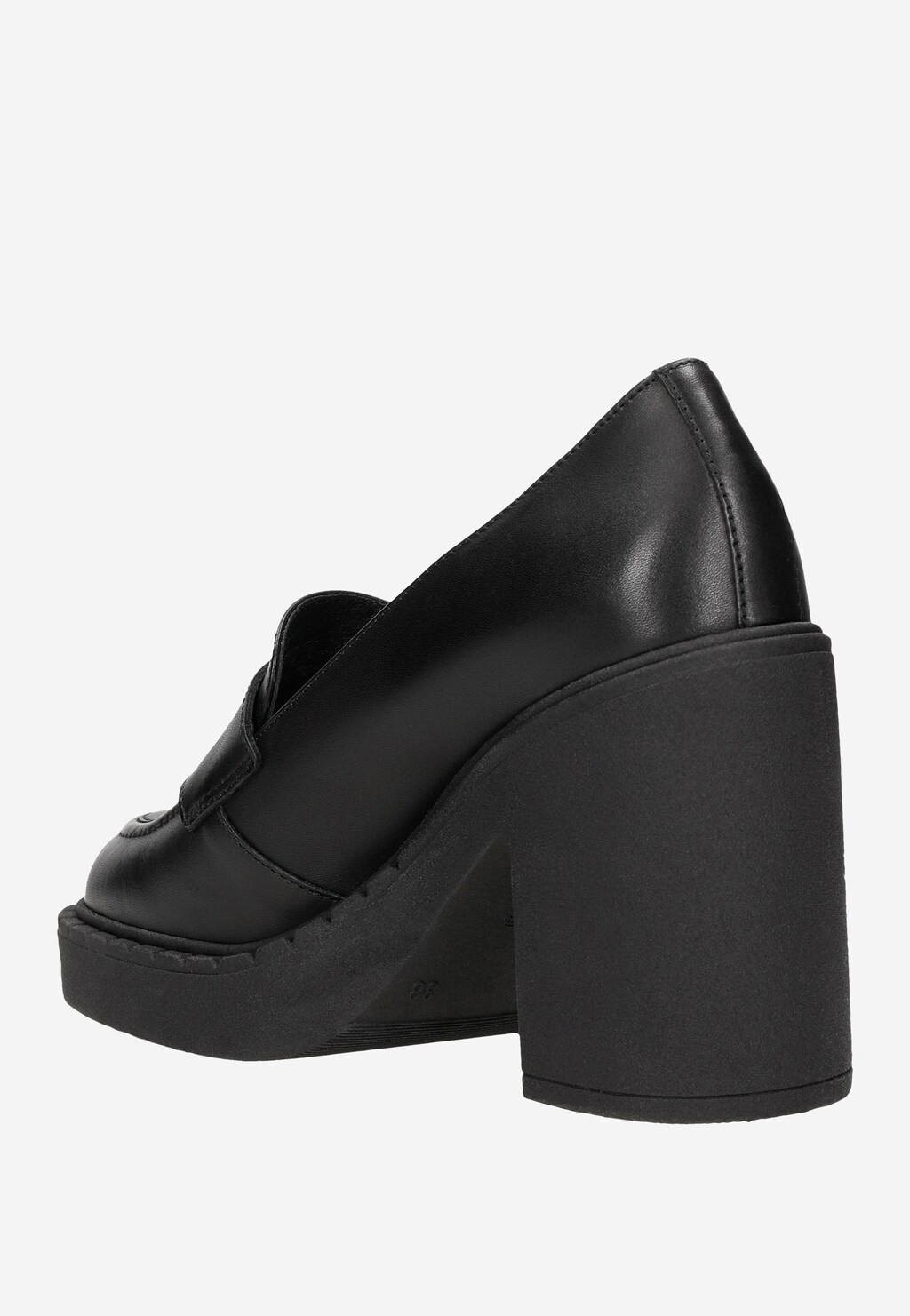 Czarne mokasyny damskie na masywnym obcasie 46203-51 Widok 4