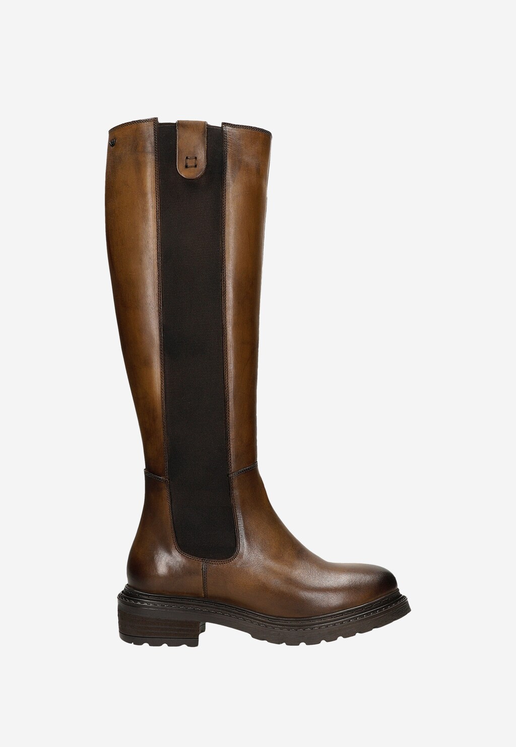 Ciemnobrązowe kozaki damskie z wstawką z boku cholewki 71028-52 Widok 1