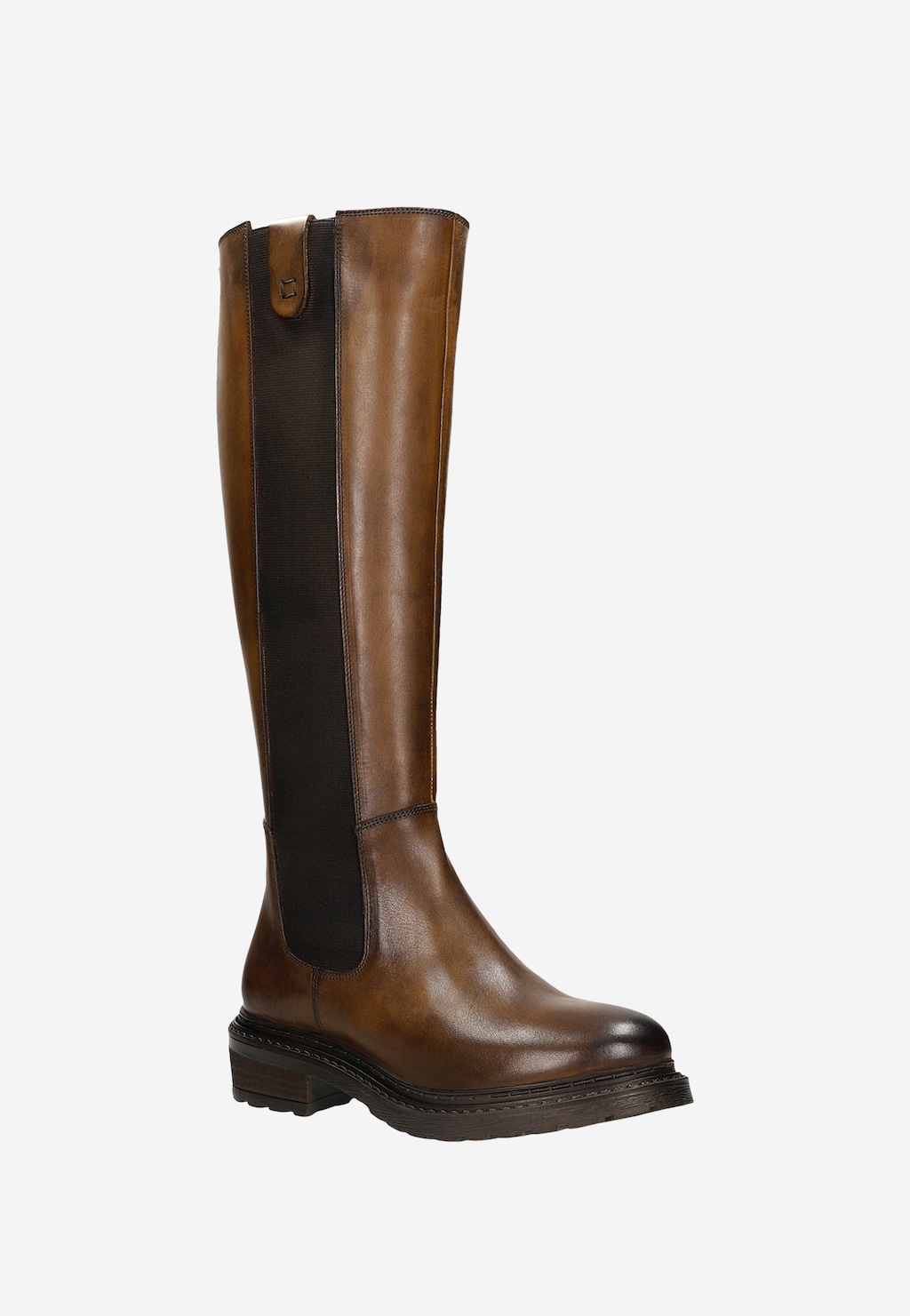 Ciemnobrązowe kozaki damskie z wstawką z boku cholewki 71028-52 Widok 2