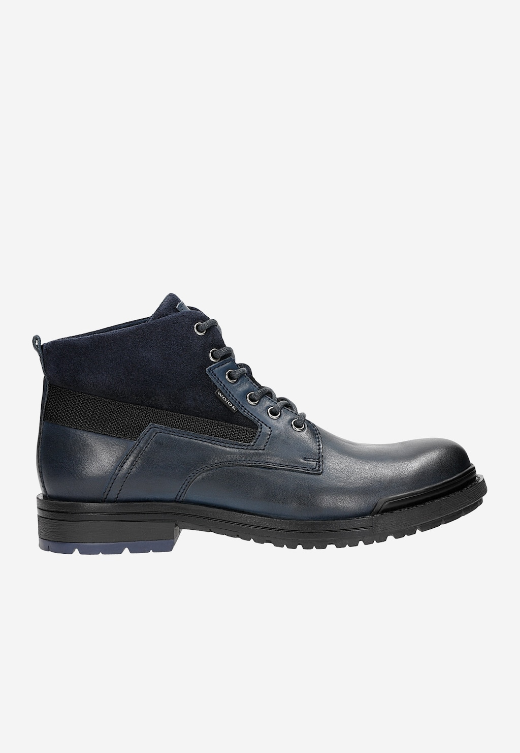 Granatowe workery męskie ze skóry licowej i dwoiny welurowej 24033-76 Widok 1