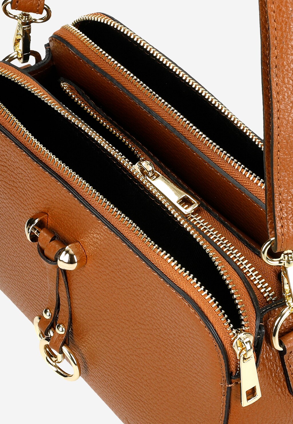 Mała torebka damska z ozdobnymi kółkami na skórzanych paskach 80310-52 Widok 6