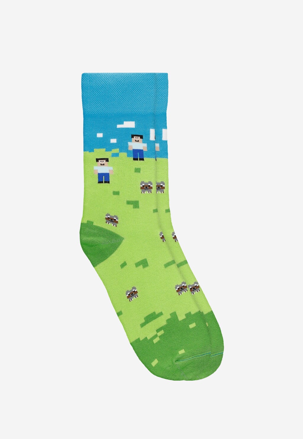 Zielono-niebieskie skarpety w pikselowy motyw  97089-87 Widok 1