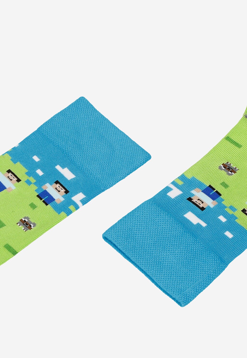 Zielono-niebieskie skarpety w pikselowy motyw  97089-87 Widok 2