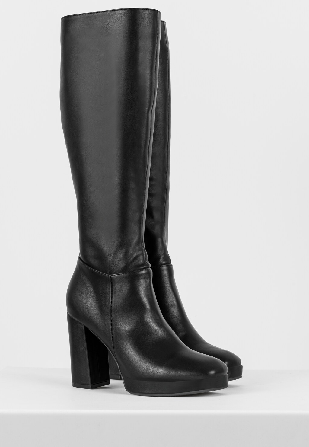 WJS czarne kozaki damskie na obcasie typu słupek WJS45033-51 Widok 2