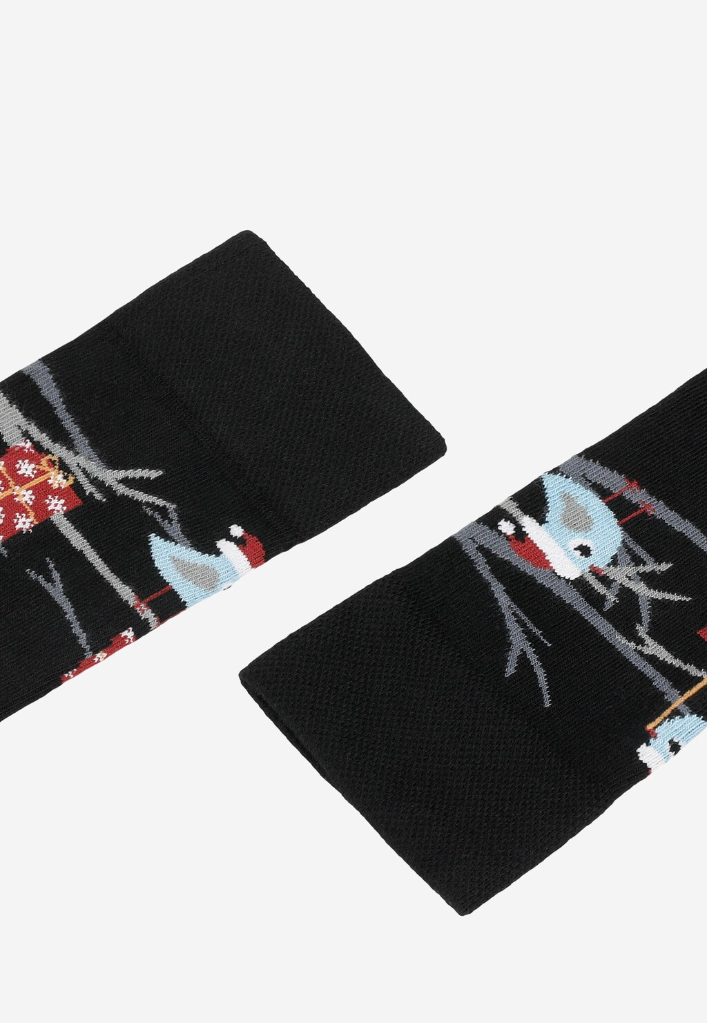 Czarne wysokie skarpety ze świątecznym printem 97093-81 Widok 2