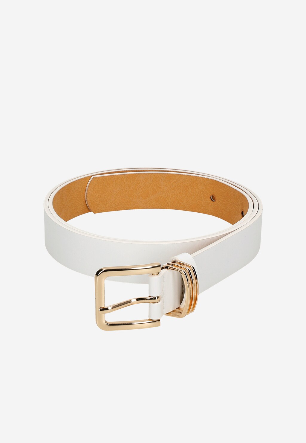 WJS biały pasek damski ze złotą klamrą WJS91013-50 Widok 4