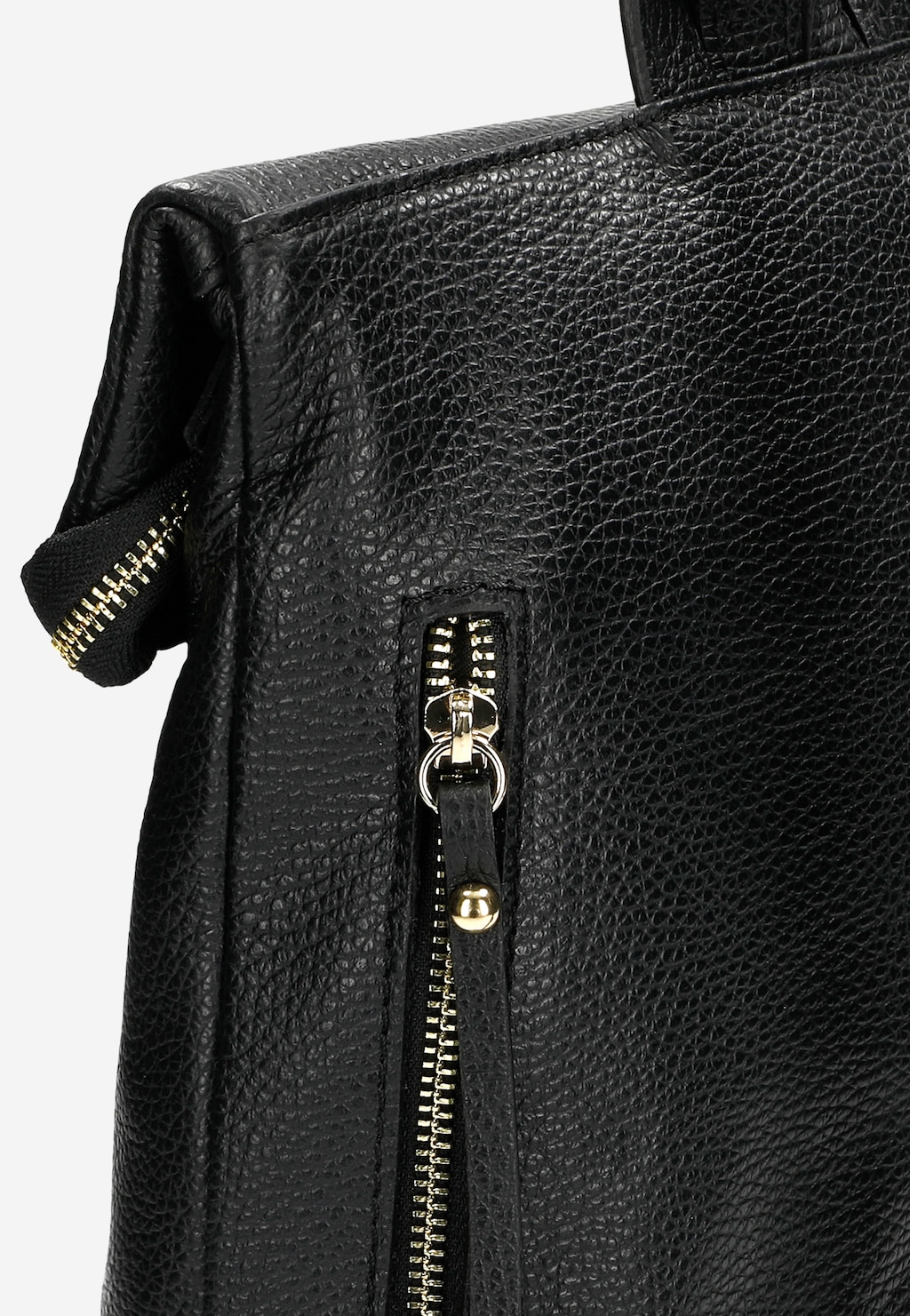 Czarny skórzany plecak damski ze złotymi, metalowymi elementami 80177-59 Widok 7