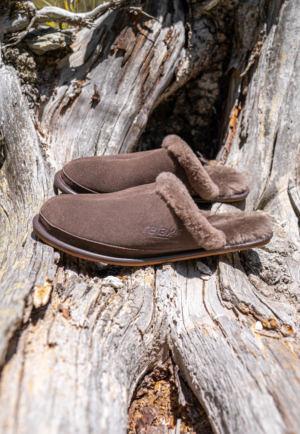 RELAKS brązowe skórzane kapcie z futerkiem R34003-62 Widok 1