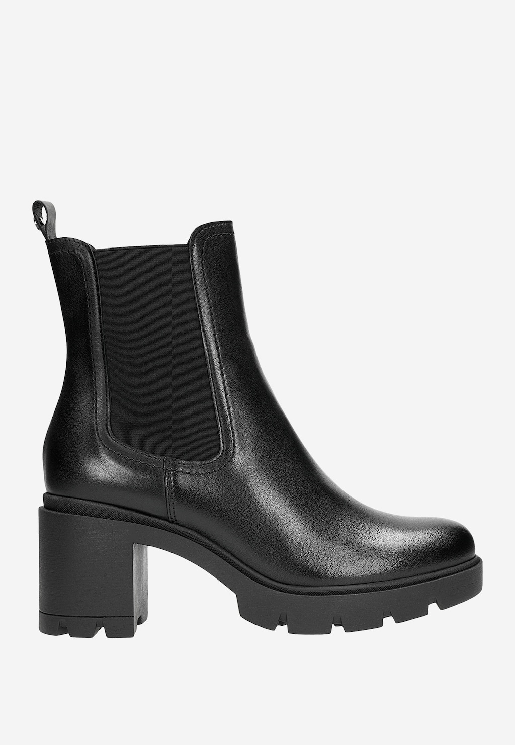 Klasické dámske chelsea topánky na podpätku v čiernej farbe 55109-51 Widok 2