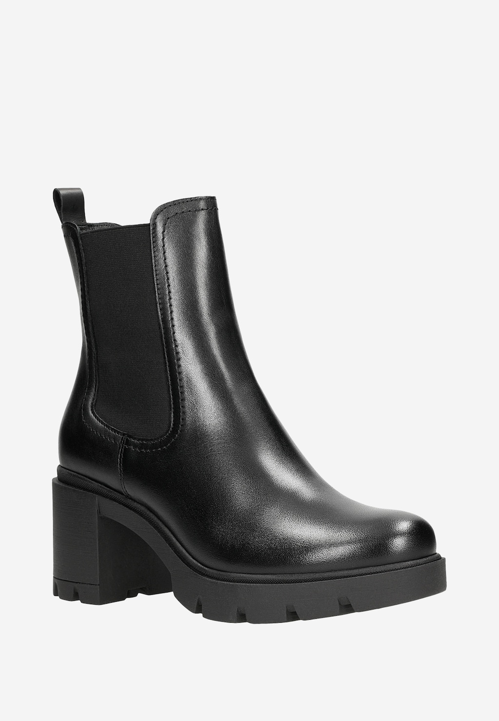 Klasické dámske chelsea topánky na podpätku v čiernej farbe 55109-51 Widok 3