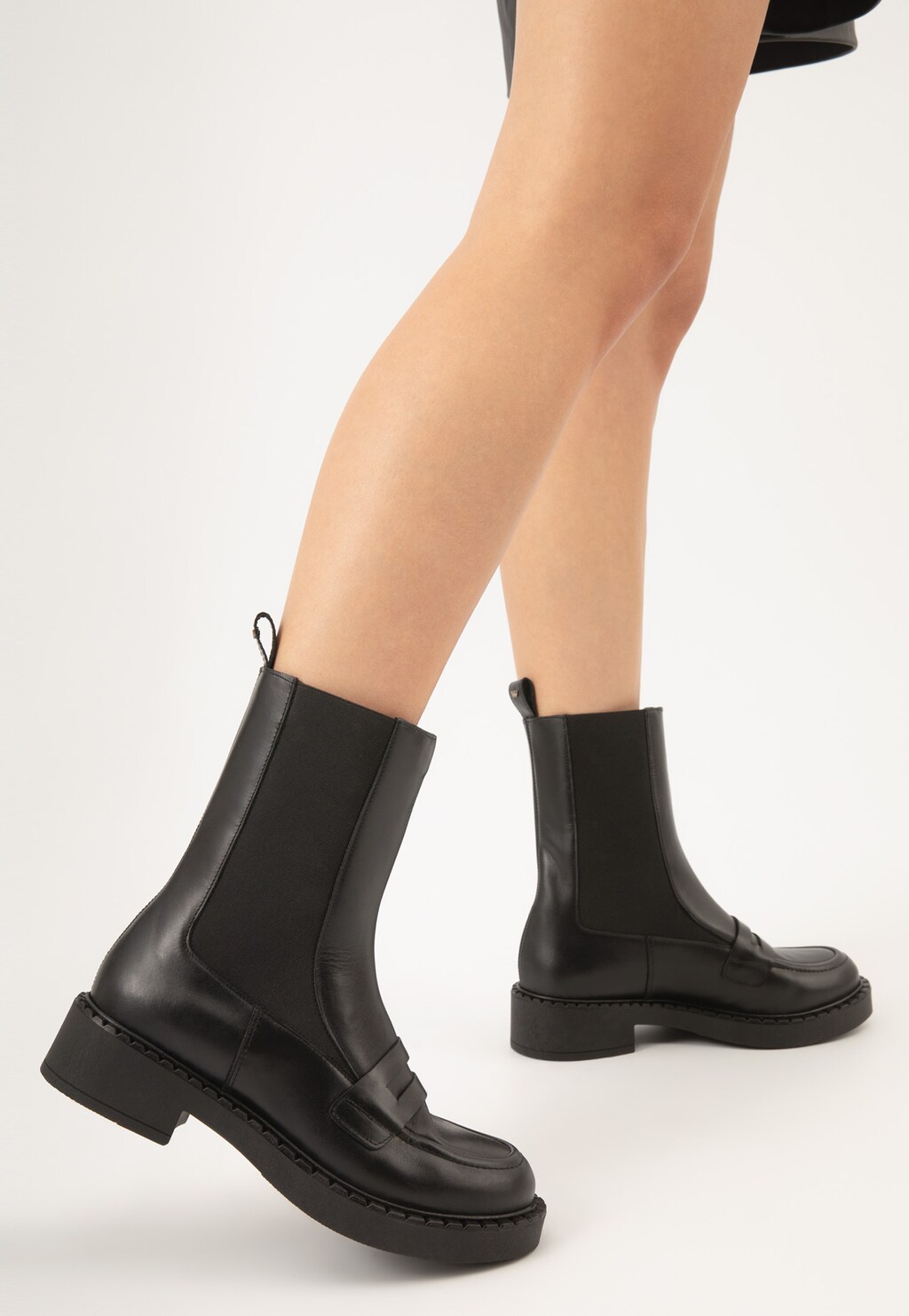 Czarne oryginalne sztyblety damskie inspirowane mokasynami 55187-51 Widok 7