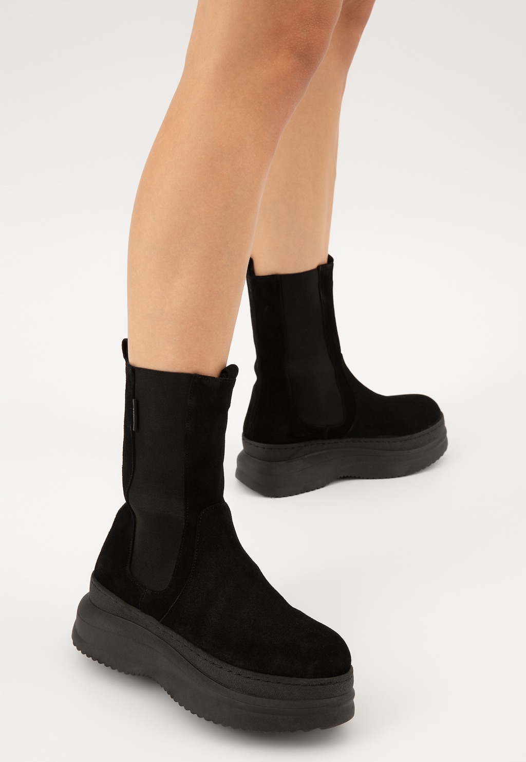 Czarne oryginalne botki damskie na płaskiej podeszwie 55174-61 Widok 7