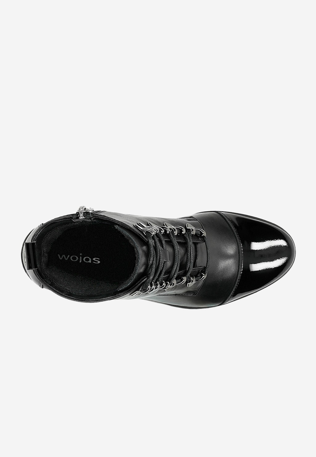 Dámske členkové čižmy z čiernej lícovej a lakovanej kože 64001-71 Widok 5