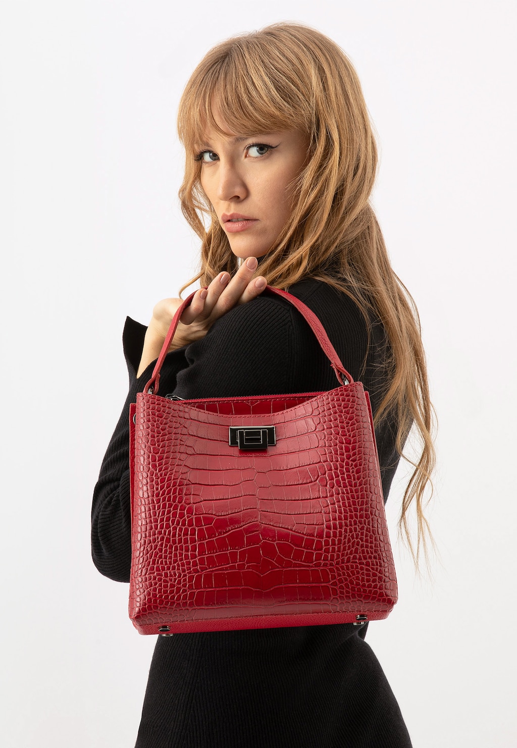 Červené dámske kožené kabelky pre ženy plné energie 80016-75 Widok 8