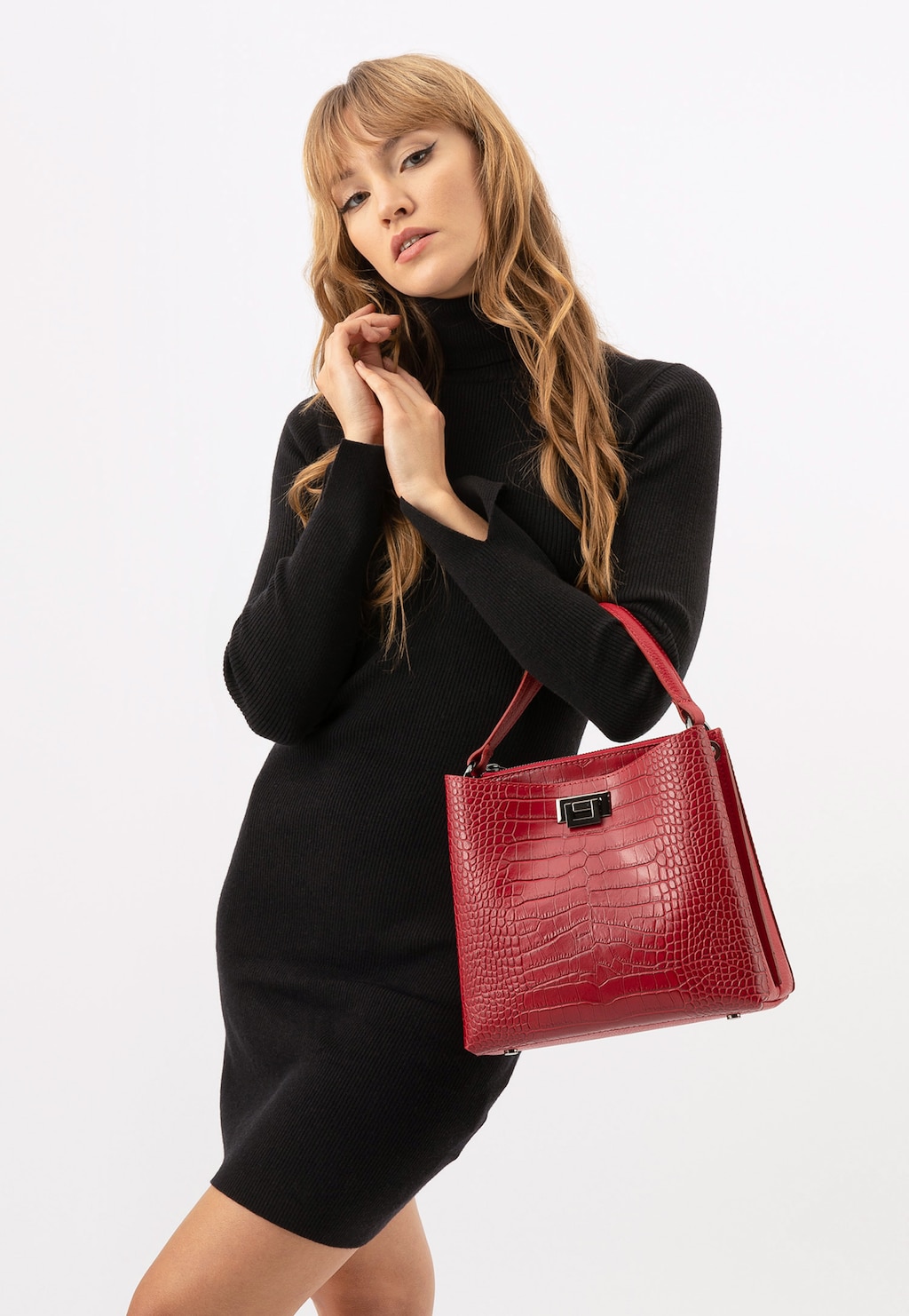 Červené dámske kožené kabelky pre ženy plné energie 80016-75 Widok 1