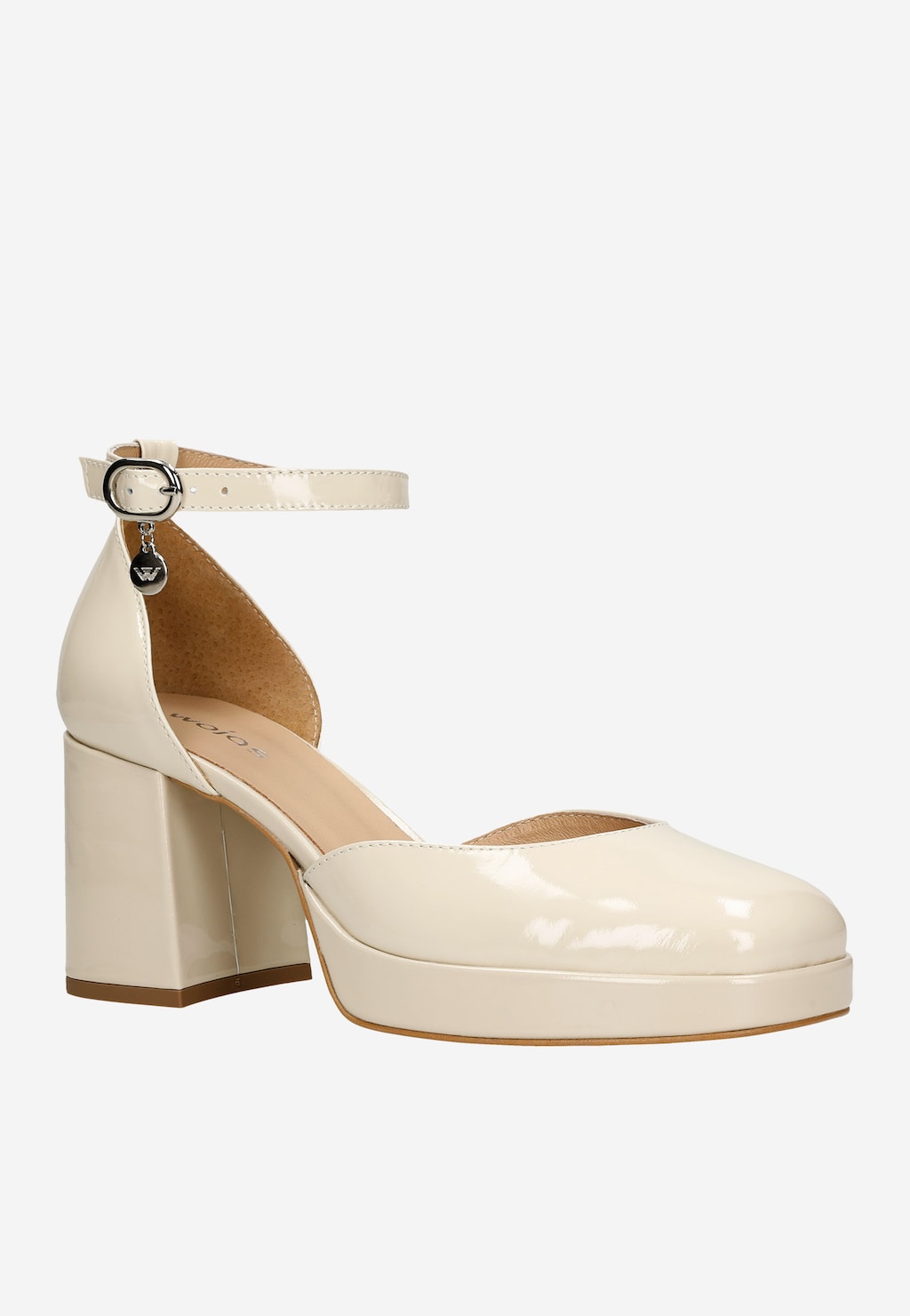 Pohodlné lodičky dámske z lakovanej béžovej kože 35084-34 Widok 3