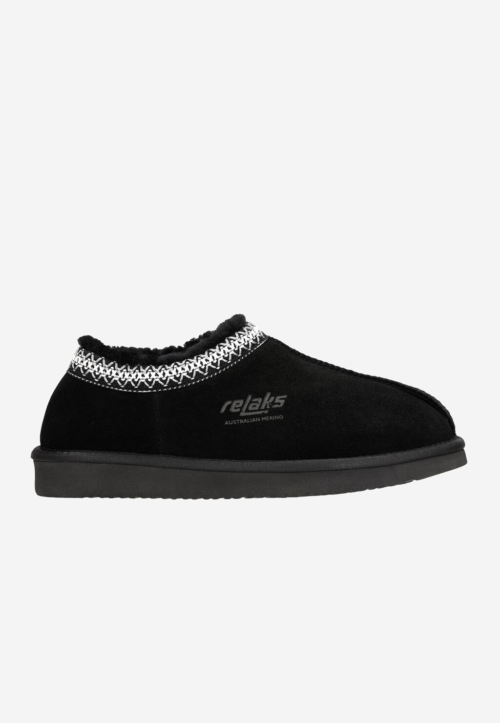 RELAKS czarne wsuwane kapcie z wełny merino R34002-61 Widok 2