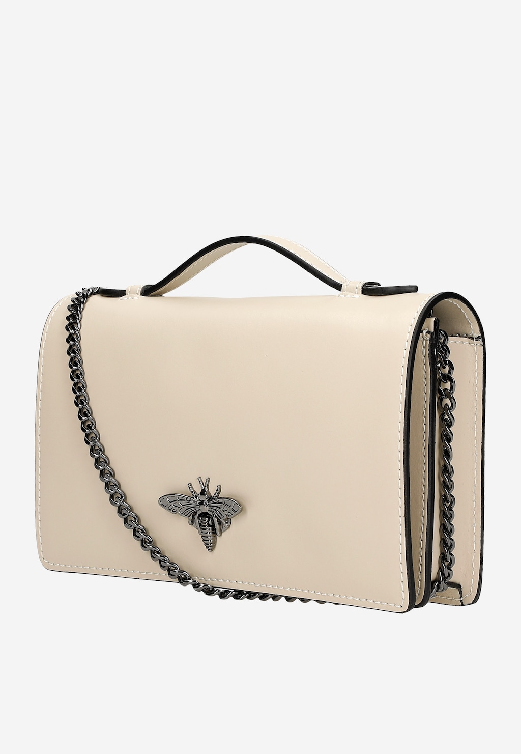 Prémiová béžová kabelka přes rameno crossbody z hladké kůže 80320-54 Widok 3