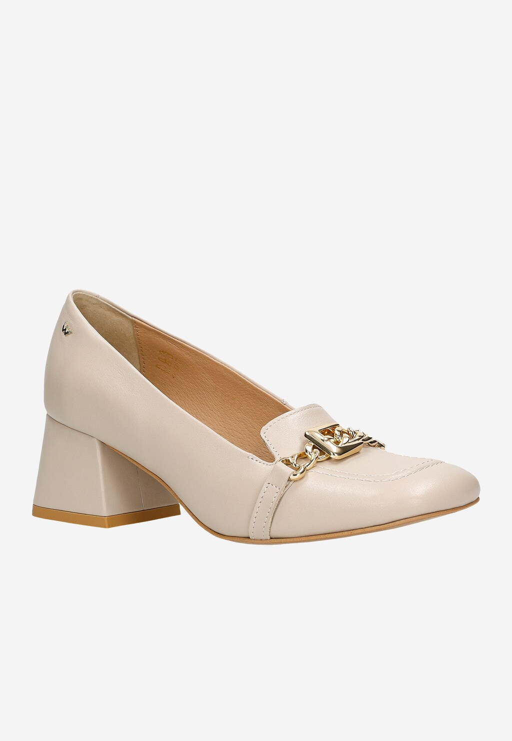 Béžové dámske poltopánky na nižšom podpätku 46237-54 Widok 3