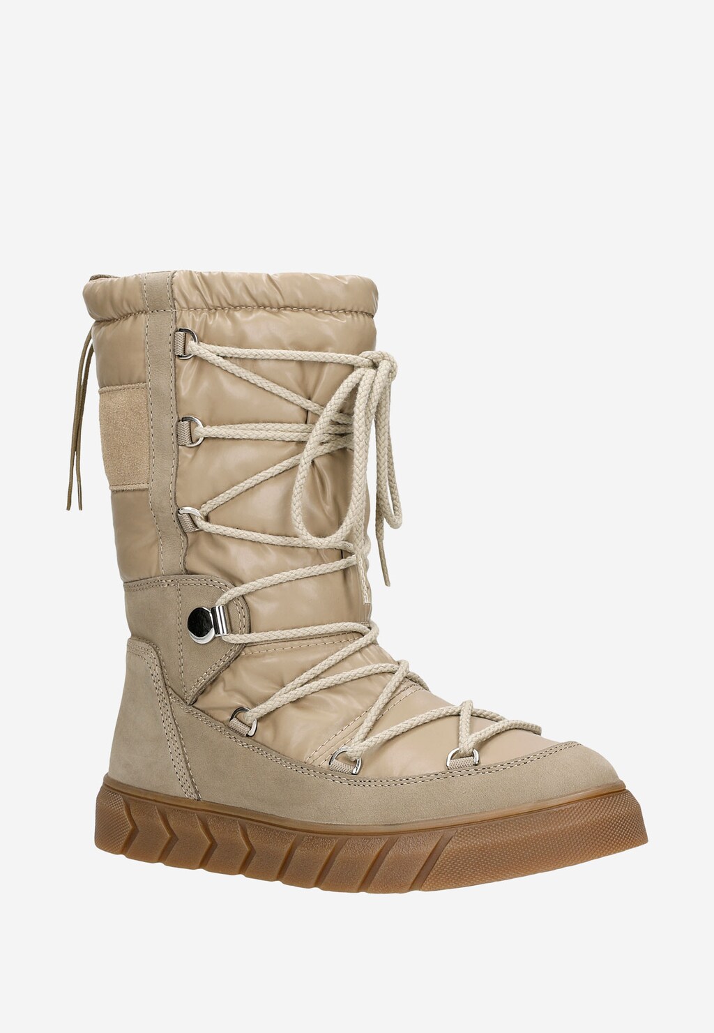 RELAKS beżowe śniegowce damskie z łączonych materiałów R55121-82 Widok 2