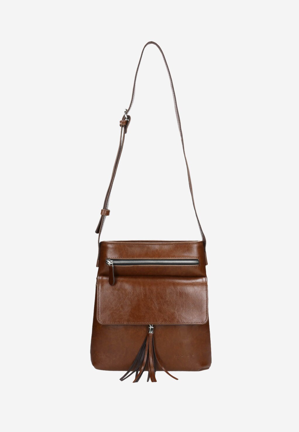 Hnědá dámská kabelka z lícové kůže se střapcem 80038-53 Widok 5