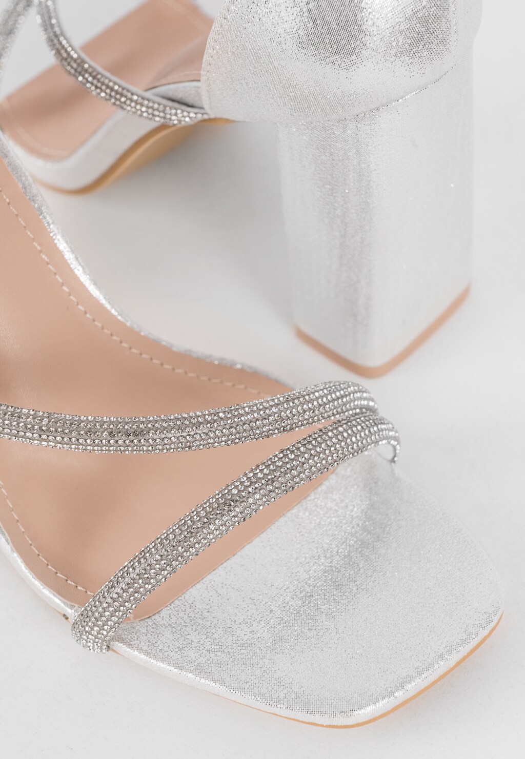 WJS zjawiskowe srebrne sandały damskie na obcasie WJS74051-19 Widok 5