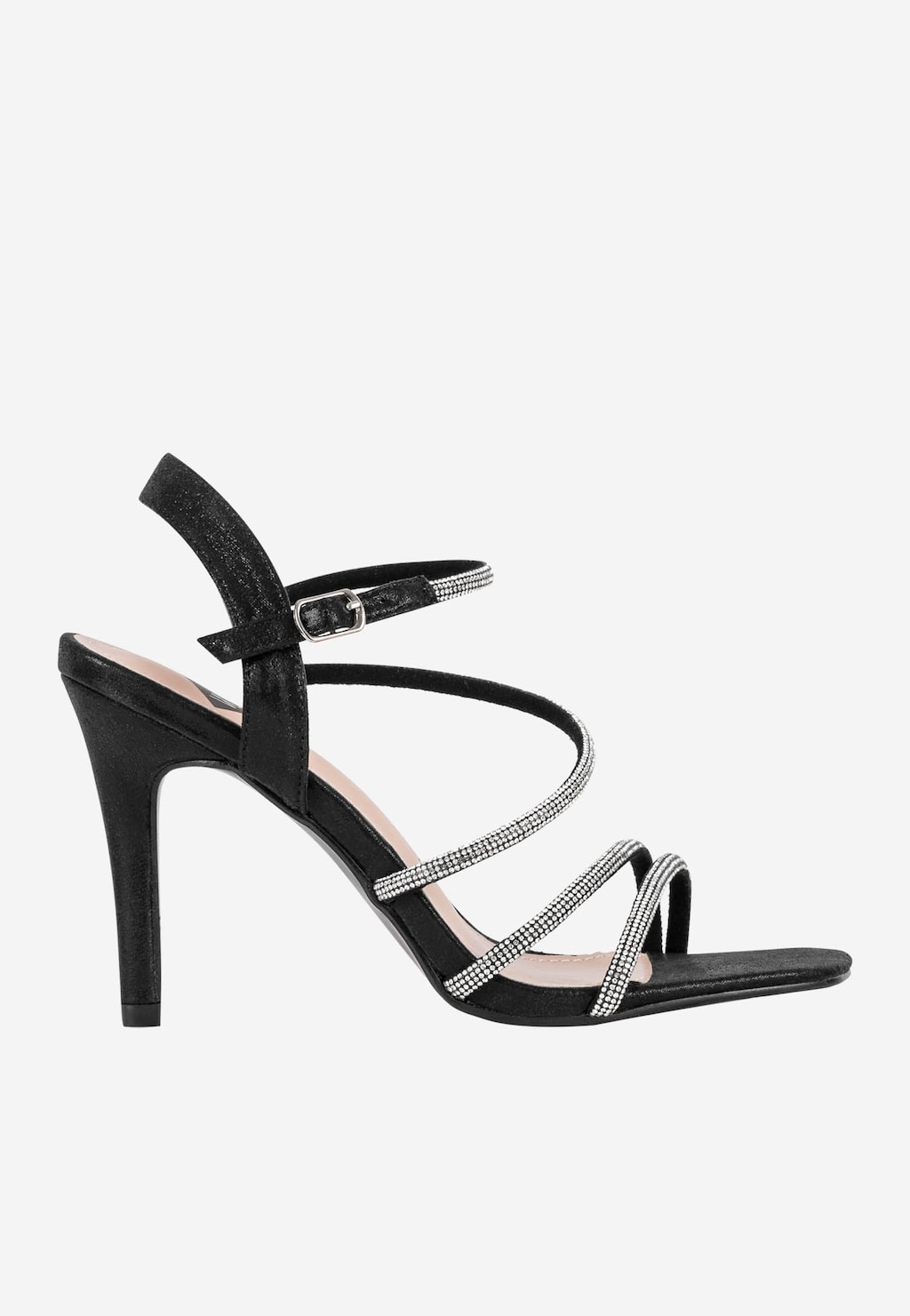 Czarne wieczorowe sandały damskie na obcasie WJS74052-11 Widok 2