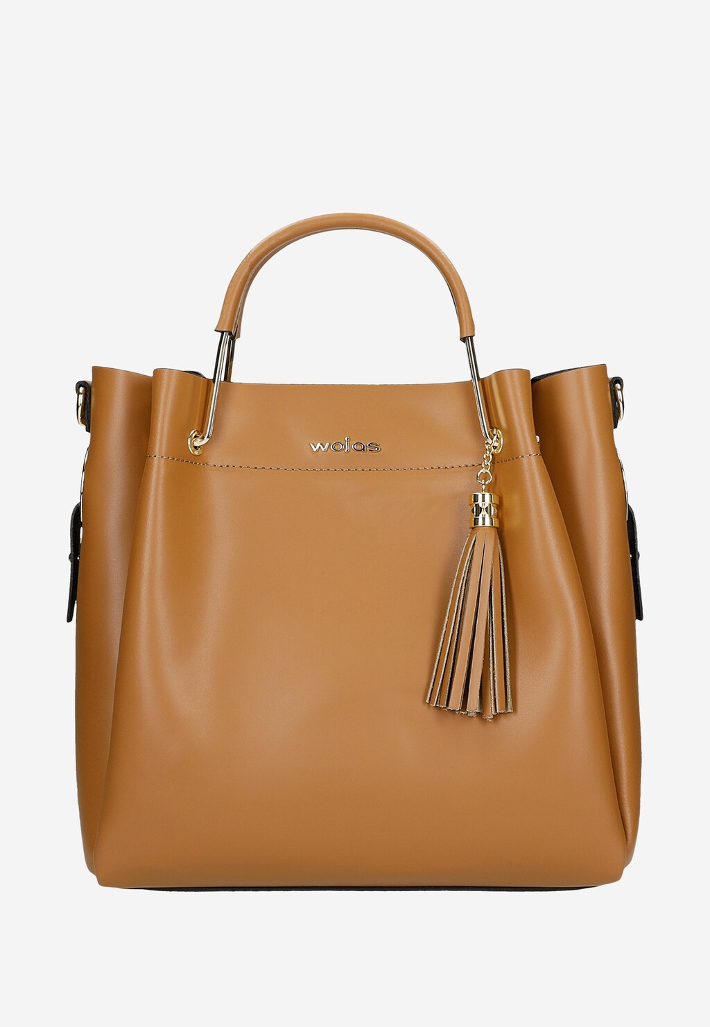 Jasnobrązowa torebka kuferek z ozdobnym frędzelkiem  80336-53 Widok 2