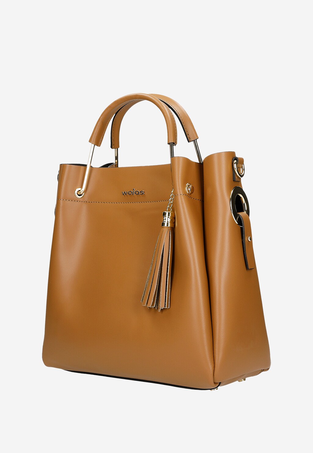 Jasnobrązowa torebka kuferek z ozdobnym frędzelkiem  80336-53 Widok 3