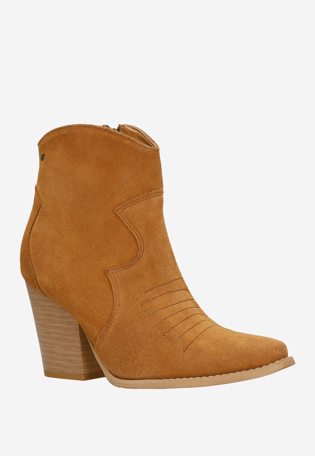 Pohodlné dámske členkové topánky z hnedej velúrovej kože 55193-63 Widok 3