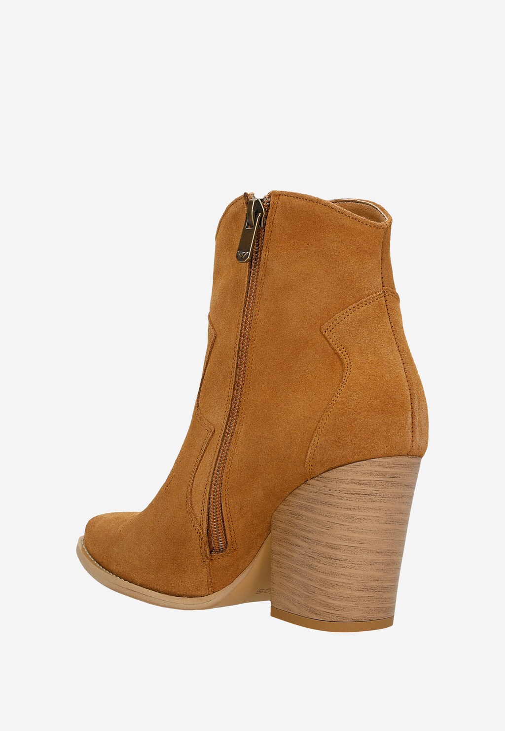 Pohodlné dámske členkové topánky z hnedej velúrovej kože 55193-63 Widok 4