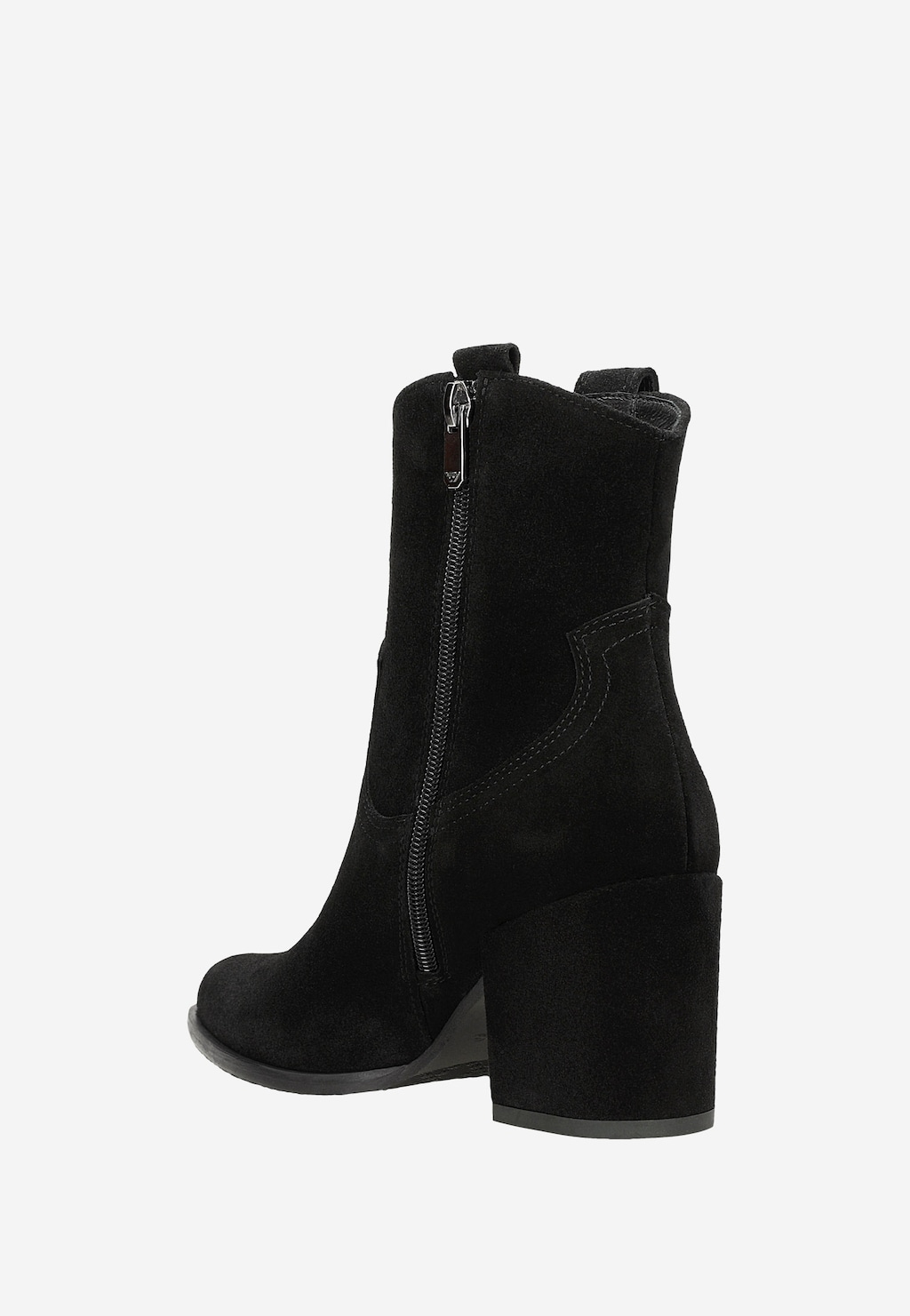 Czarne kowbojki damskie z dwoiny welurowej na obcasie 55201-61 Widok 4