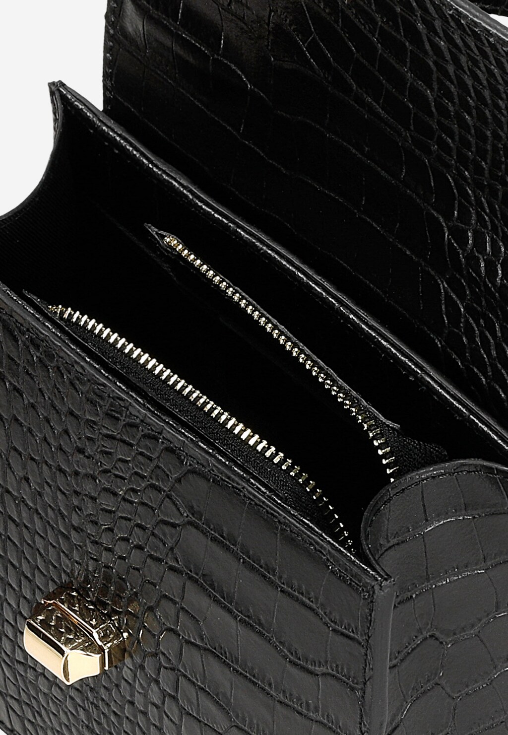 Czarny elegancki kuferek ze złotymi akcentami 80340-51 Widok 6