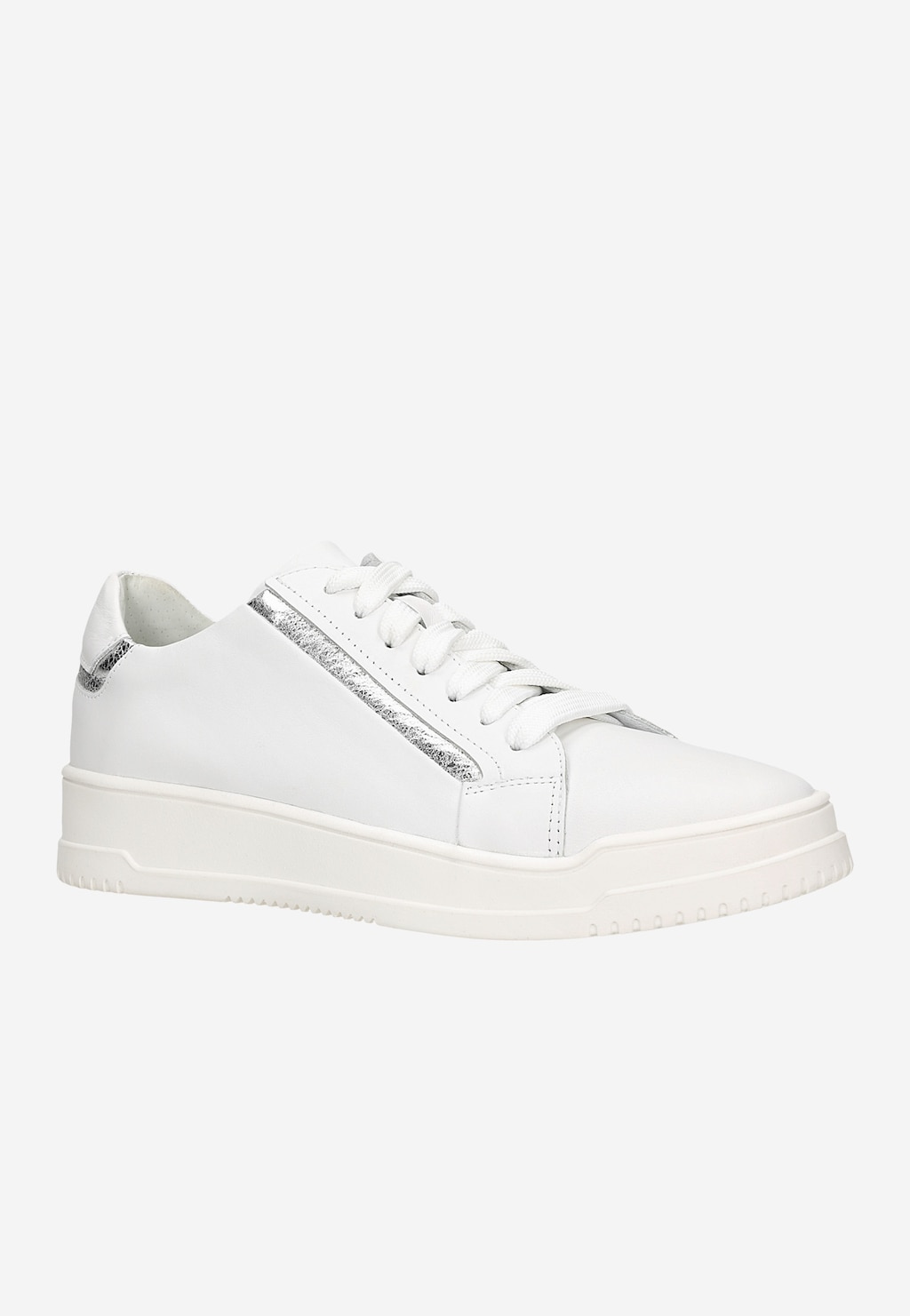 Stylové bílé dámské polobotky se stříbrným pruhem 46230-79 Widok 3