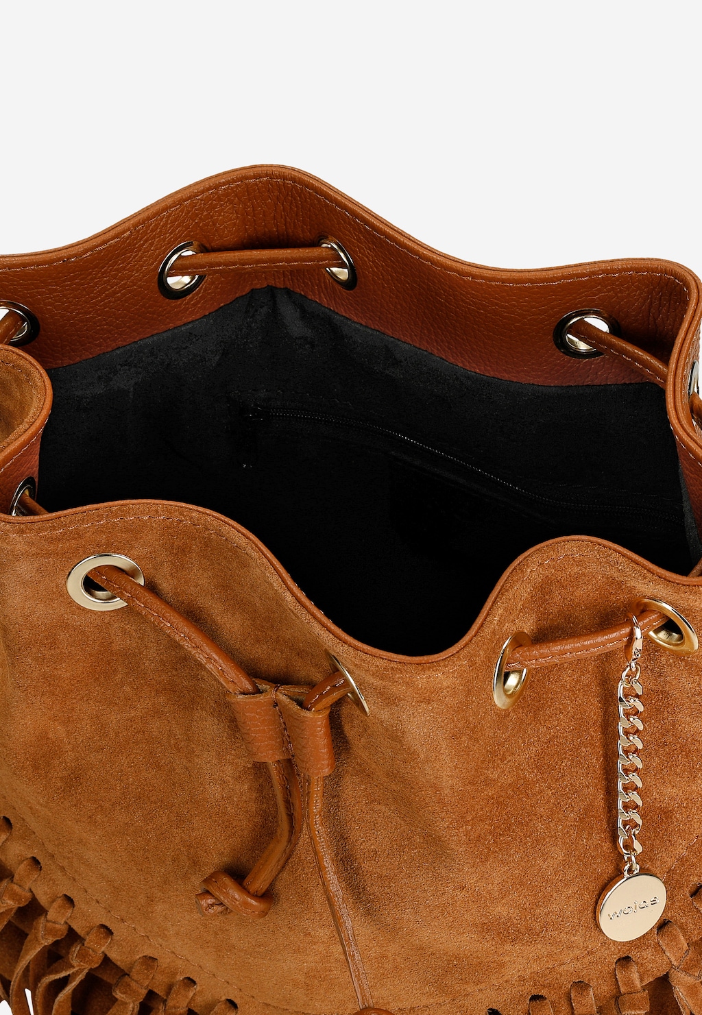 Malá světle hnědá dámská kabelka s třásněmi 80307-63 Widok 6