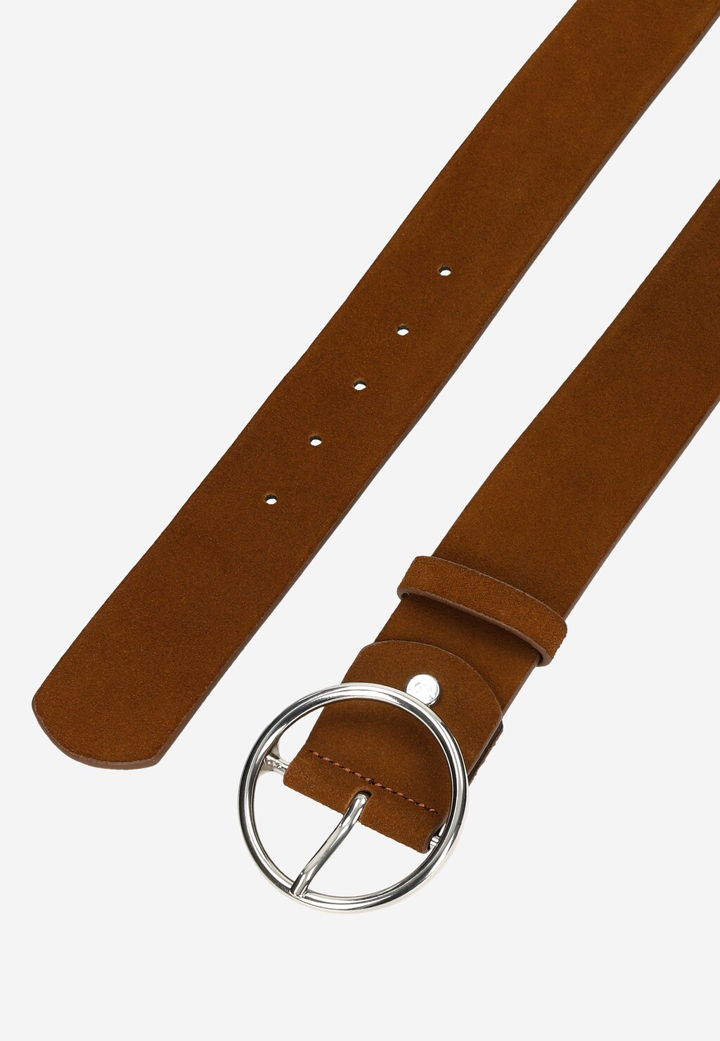 Hnědý kožený pásek dámský se stříbrnou sponou 93083-63 Widok 4