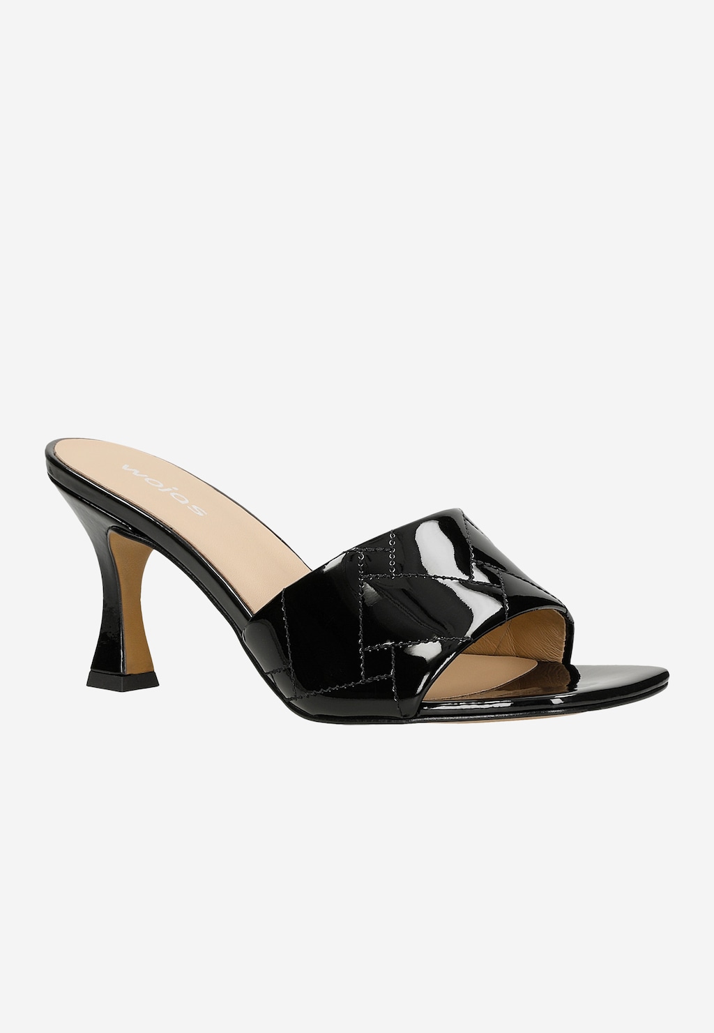 Žabky dámské z černé lakované kůže na podpatku 74116-31 Widok 3