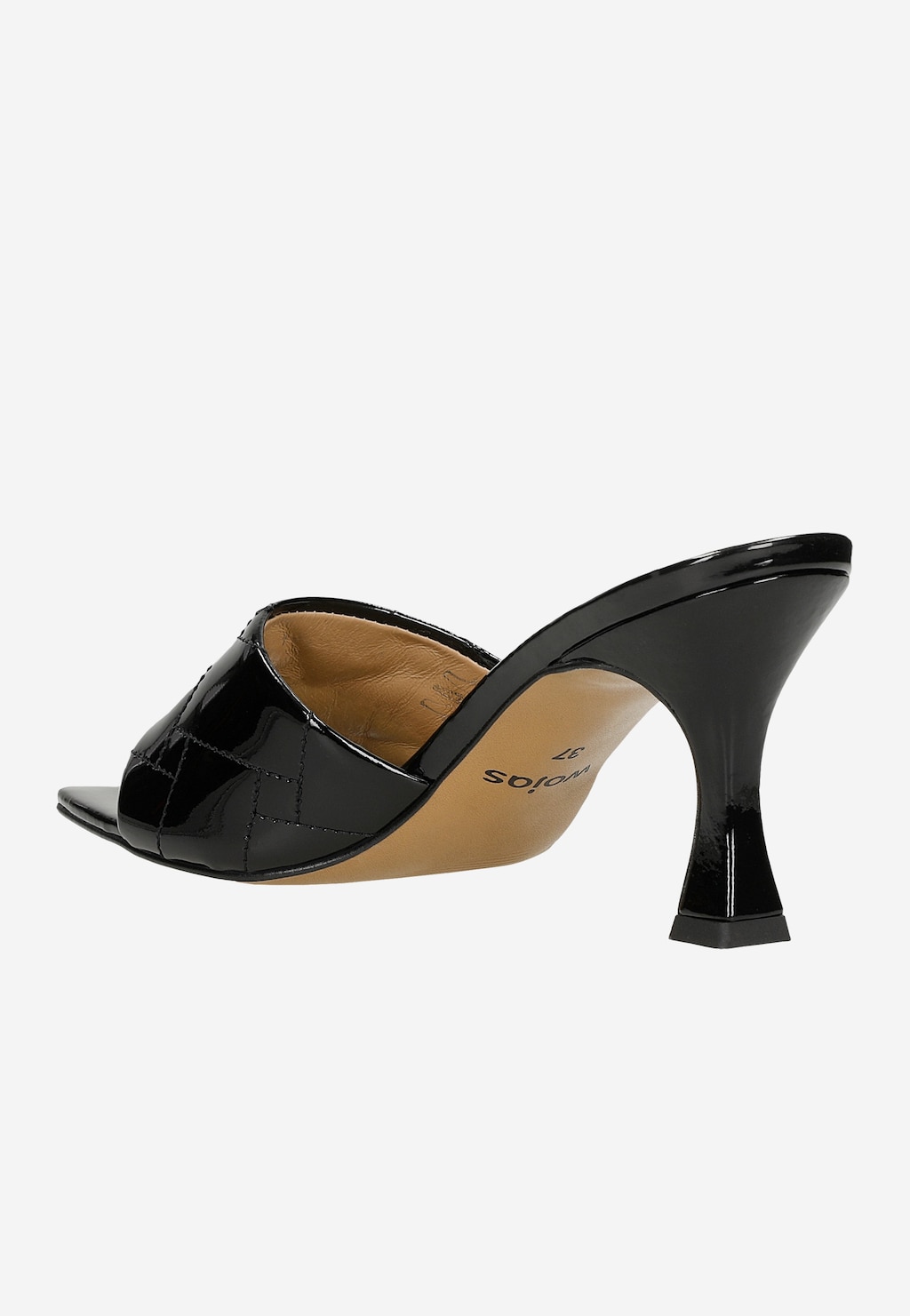 Žabky dámské z černé lakované kůže na podpatku 74116-31 Widok 4