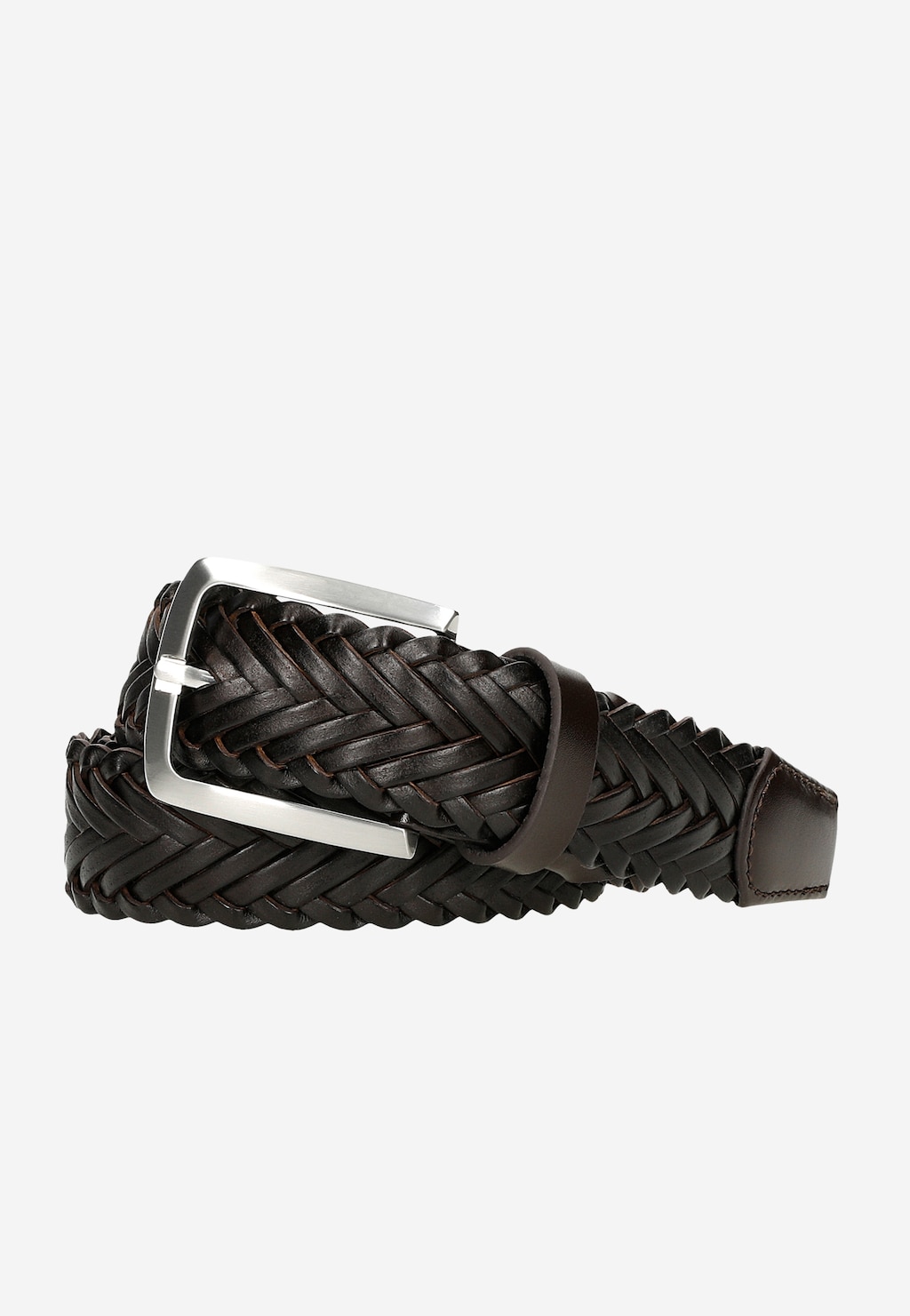 Brązowy skórzany pasek damski pleciony 93082-52 Widok 1