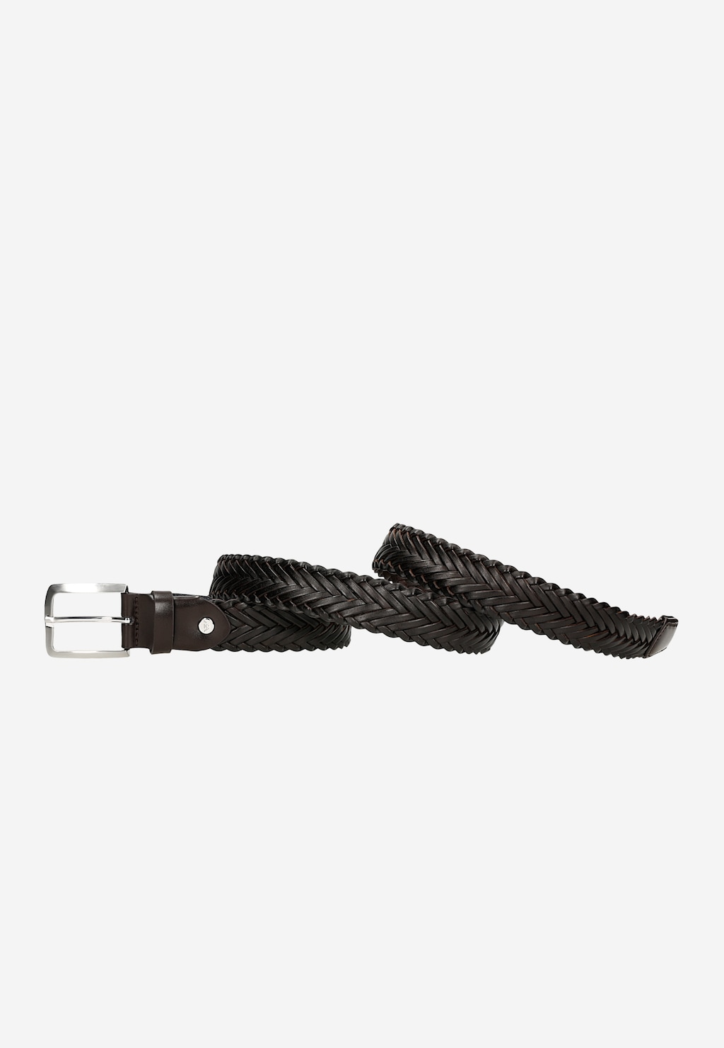 Brązowy skórzany pasek damski pleciony 93082-52 Widok 2