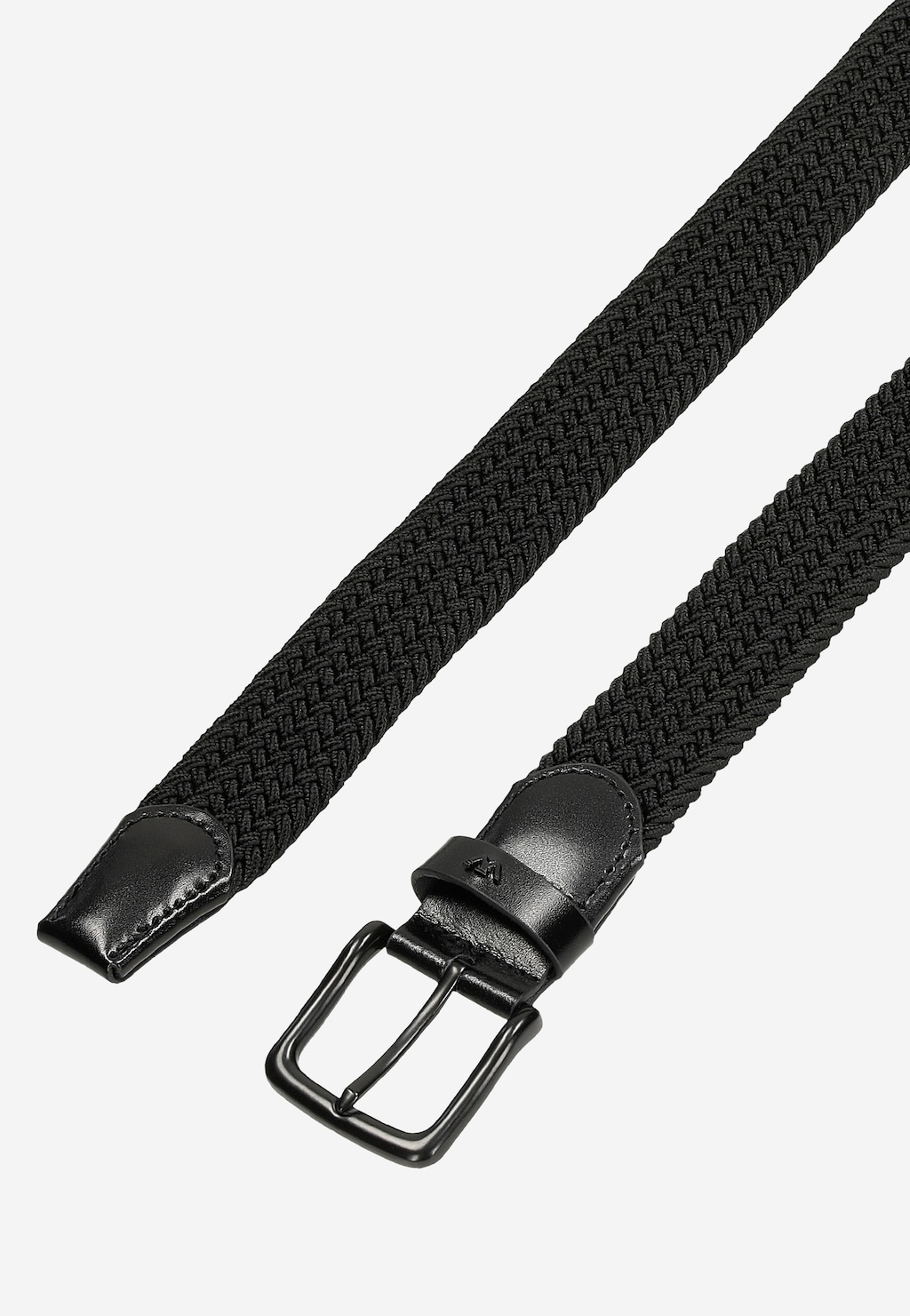 Černý pletený pánský pásek s koženými prvky 93009-71 Widok 4