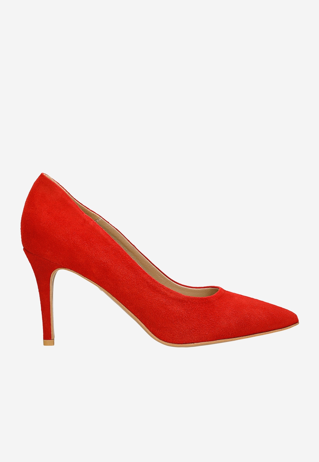 Stylowe czerwone czółenka z weluru 35093-65 Widok 2