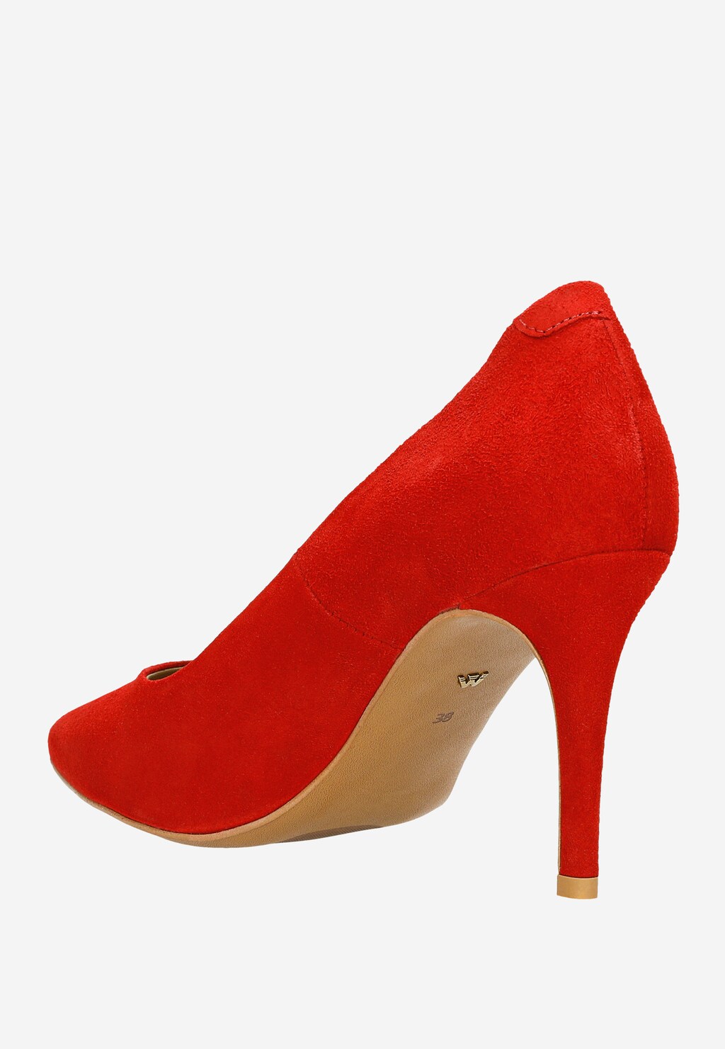 Stylowe czerwone czółenka z weluru 35093-65 Widok 4