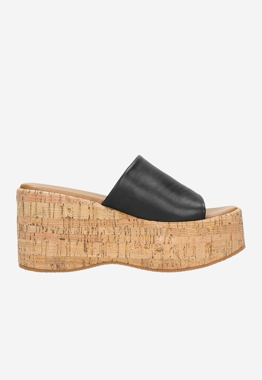 Czarne klapki na wysokiej platformie z korka 74117-51 Widok 2
