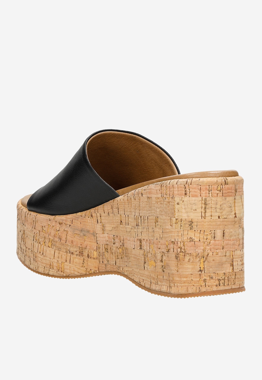Czarne klapki na wysokiej platformie z korka 74117-51 Widok 4