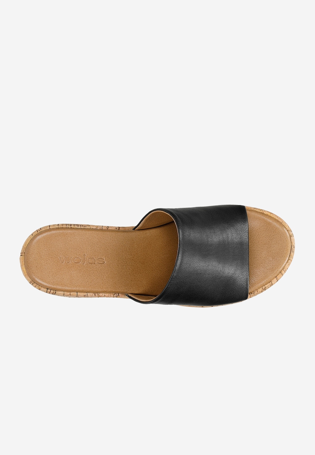 Czarne klapki na wysokiej platformie z korka 74117-51 Widok 5