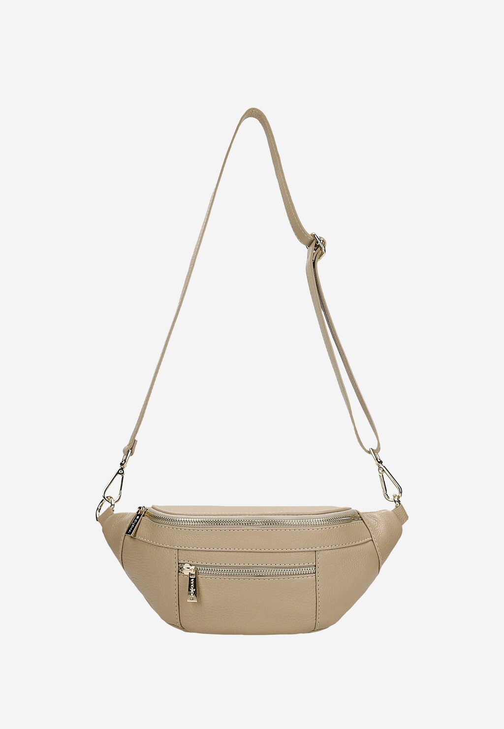 Béžová kožená dámská ledvinka se zlatými detaily 80301-54 Widok 4