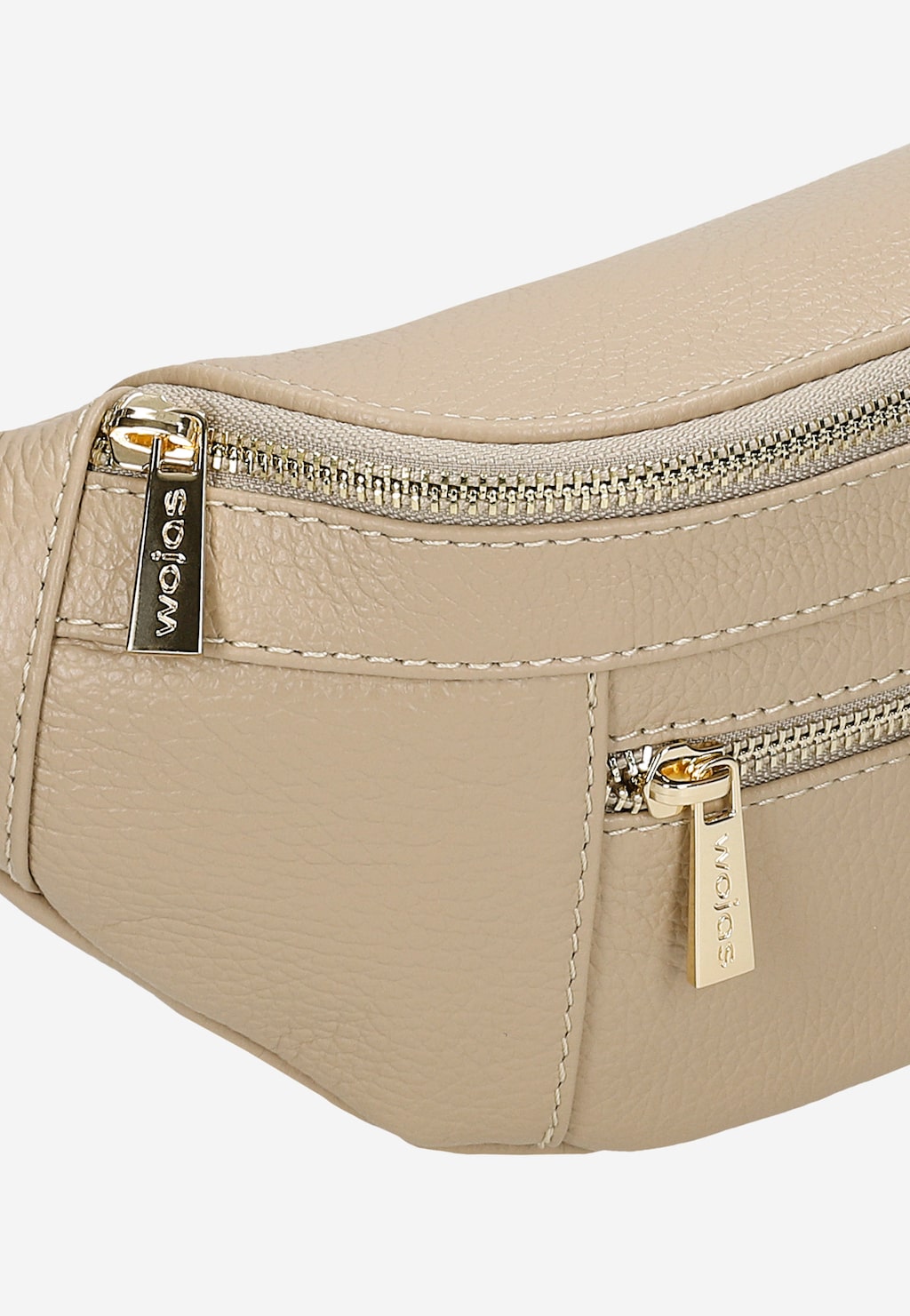 Béžová kožená dámská ledvinka se zlatými detaily 80301-54 Widok 6